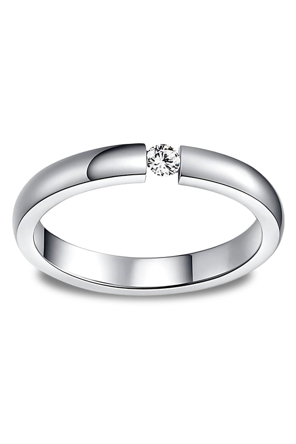 Wedding Band Ring for Women or Men Stainless Steel Crystal Ginger Lyne Collection