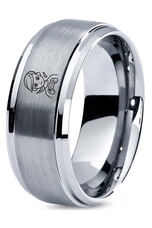 Pure Grey Ring Men Tungsten Gamer Best Gift Valentines Day Gifts Mourning Jewelry Class Rings