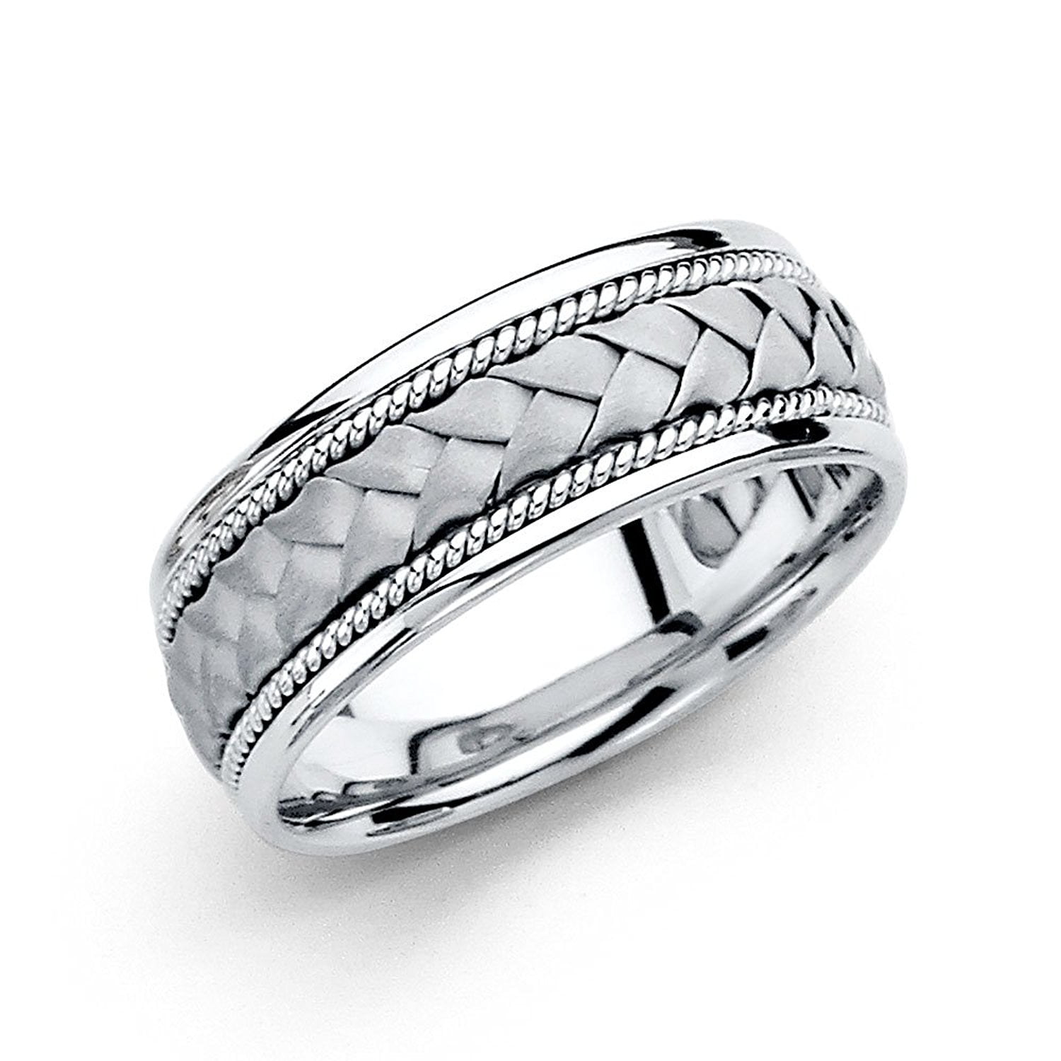 White gold store braided ring