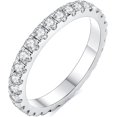 thumbnail image 1 of Wedding Band Wedding Rings for Women 925 Sterling Silver Rings with 18K White Gold Plated Eternity Stackable Engagement Ring Anniversary Band Size 3.5-12, 1 of 11