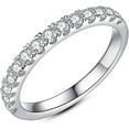thumbnail image 1 of Wedding Band Wedding Rings for Women 925 Sterling Silver Rings with 18K White Gold Plated Eternity Stackable Engagement Ring Anniversary Band Size 3.5-12, 1 of 7