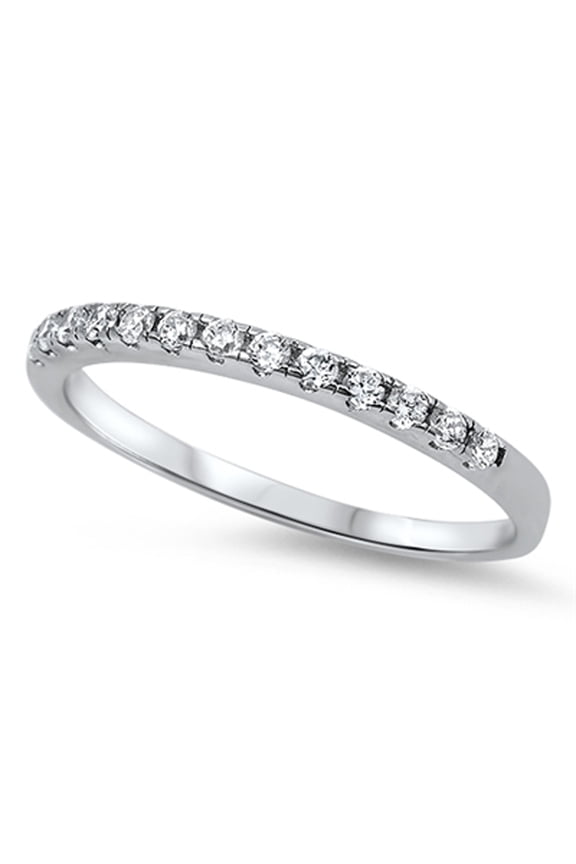 Wedding Band White Cubic Zirconia Stackable Ring .925 Sterling Silver Jewelry Female Male Size 3