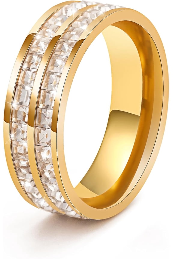 Wedding Band for Women, Cubic Zirconia Stackable Ring, Hypoallergenic Minimalist Jewelry for Her, Size 5-9, Romantic Anniversary Present