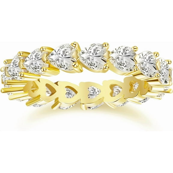 Wedding Band for Women Infinity Heart-Shaped Cubic Zirconia Ring Engagement Stacking Promise Rings for Her Gold/Silver Size 4-10
