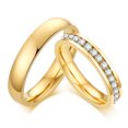 thumbnail image 1 of Wedding Bands Ring for Couples, Stainless Steel Plain Classic Engagement Rings for Women Men,Bling Stones Row Promise Ring, 1 of 7