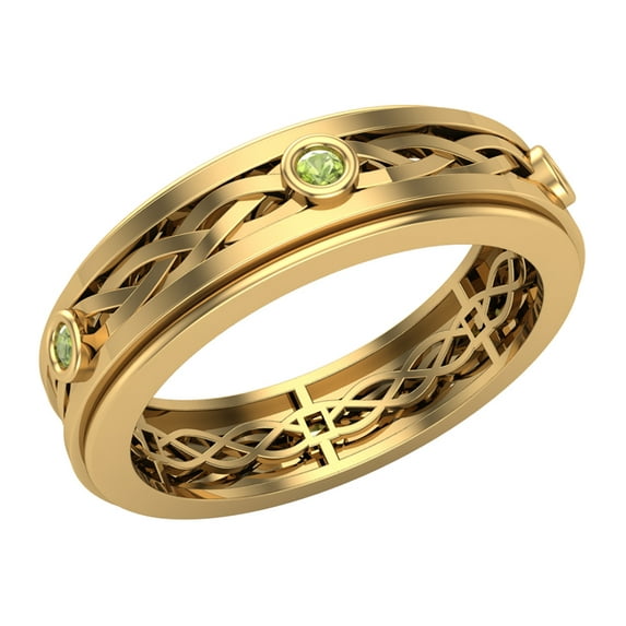 Wedding Bands for Men 6 MM Peridot 14K Gold 0.18 CTW