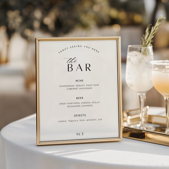 Wedding Bar Drinks Menu Sign Signature Drink Cocktail Modern Decor Unframed Paper Print