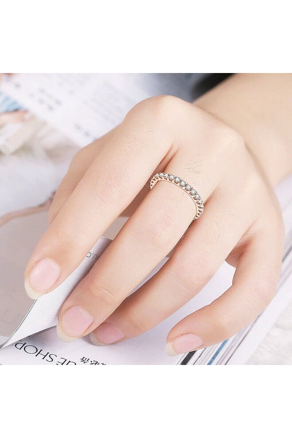 Wedding Bar Set Moissanite, 1.80 MM Round Cut Moissanite Full Eternity Band, Stackable Band, Dainty Ring, Eternity Gold Wedding Ring