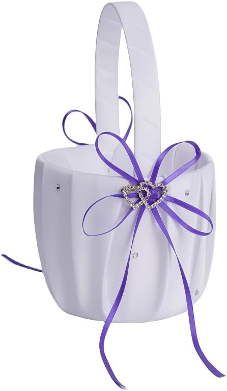 Hochzeitskörbchen Für Blumenmädchen - Rustikaler Satin Korb Faltbar 13x13x22cm