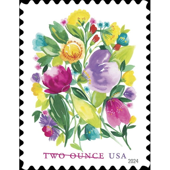 Wedding Blooms USPS 2oz Rate Postage Stamp 5 Sheets of 20 US Forever First Class Celebrate Flower Announcement Wedding Holiday (100 Stamps)