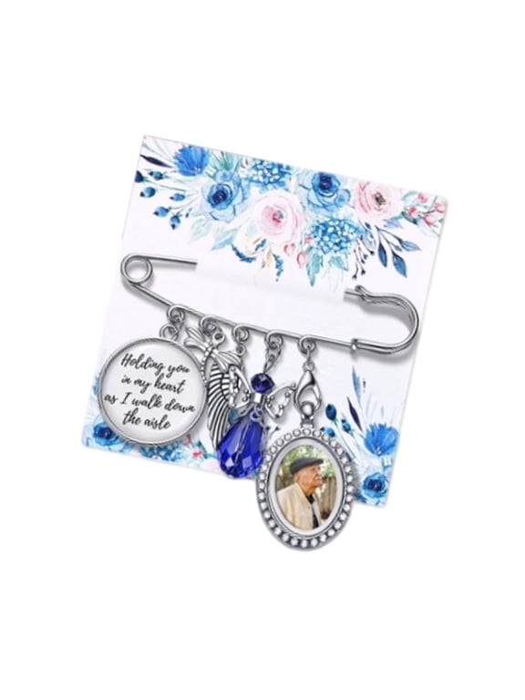 Wedding Bouquet Charm Brooch Memorial Photo Frame Badge Pin for Mom Dad Sister Friend for Special Moment