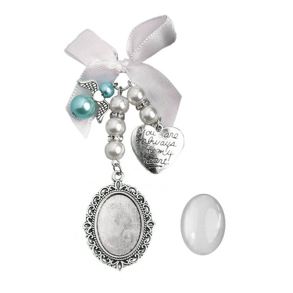 Wedding Bouquet Charm Lace Oval Bridal Bouquet Angel Charm Memorial Photo Charm