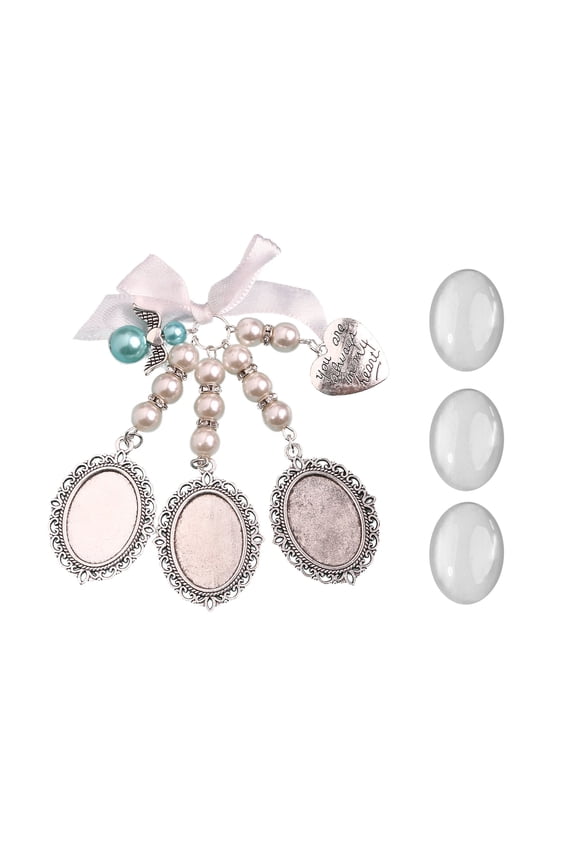 Wedding Bouquet Charm Lace Oval Bridal Bouquet Charm Memorial Photo Charm