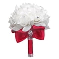 thumbnail image 1 of Wedding Bouquet, Handmade White Bridesmaid Bouquet Bridal Bouquet with Crystals Soft Ribbons, Artificial Rose Flowers for Wedding, Party and Church, Valentines Day, 1 of 8