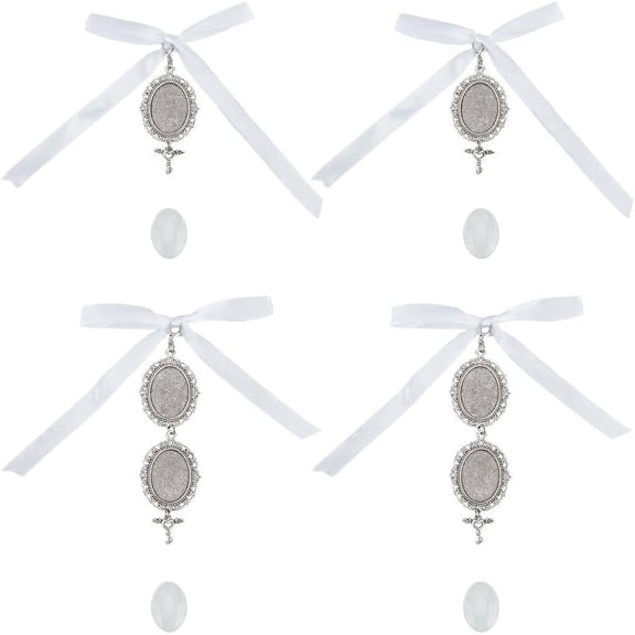 Wedding Bouquet Hanging Charms Kit 8 Sets Bridal Bouquet Charms Memory Bow Charm Lacy Oval Angel Charm Memorial Photo Charm You Are Always in My Heart Charm for Party DIY