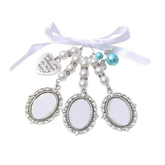 Wedding Bouquet Heart Photo Frame for Wedding Memory Bridal Lacy Oval Bridal Charm Bride Angel Pendant Wedding Gift (3)