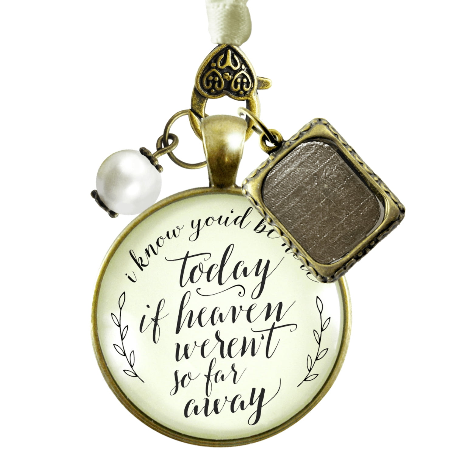 Wedding Bouquet Memorial Charm I Know You'd Be Here Heaven Bronze Memory Photo Jewel