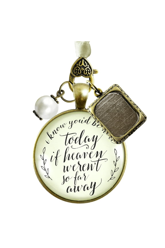 Wedding Bouquet Memorial Charm I Know You'd Be Here Heaven Bronze Memory Photo Jewel
