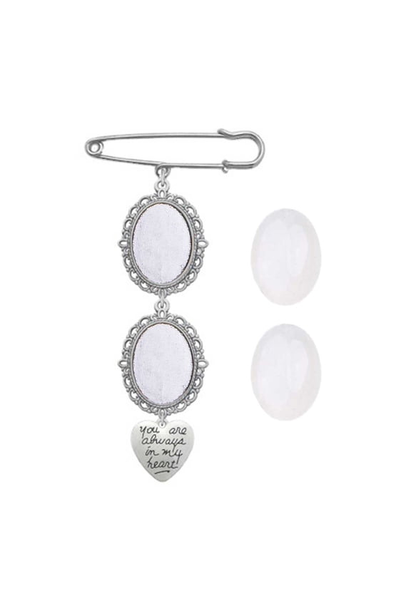 Wedding Bouquet Photo Charm DIY Pin Brooch Making Kit Lacy Frame Charm Oval Picture Frame with Pendant for Holiday Heart