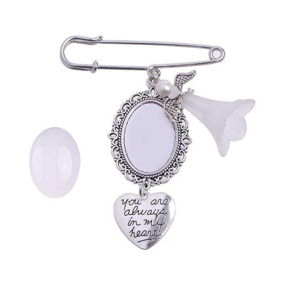 Wedding Bouquet Photo Charm Pin Brooch Making Kit Lacy Frame Charm Oval Picture Frame with Pendant for Holiday Heart