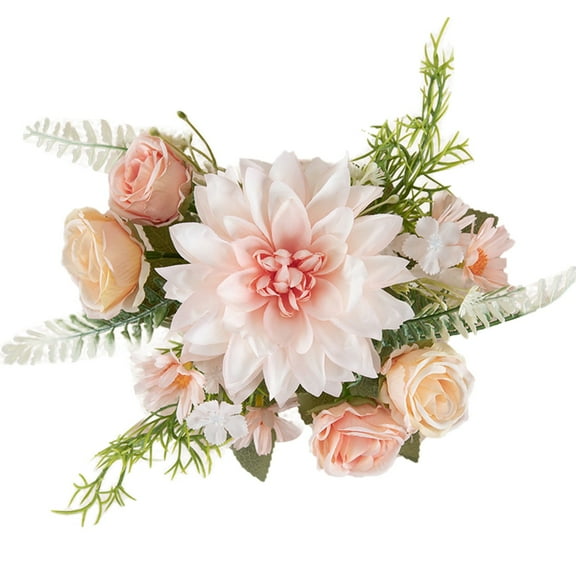 Wedding Bouquets for Bride Artificial Flowers，Bridal Bouquets for Bride，Artificial Flower Bouquet for Wedding，Multicolour Bridesmaid Bouquets with Green Leaves，Fake Flowers Home Decor