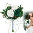 thumbnail image 1 of Wedding Bouquets for Bride Verdsylv Artificial Bridal Bouquet, Realistic Silk Rose Wedding Bouquet with Greenery for Bride, Flower Girl, Ceremony Decor, Faux Holder Flowers, Wedding Decoration, Green, 1 of 7