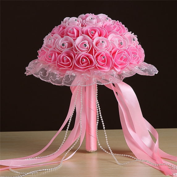 Wedding Bouquets for Bride, Wedding Bouquet Bridesmaid, Crystal Lace Rose Bouquet, String Bead Lace Bouquet, Artificial Silk Flower Bouquet, Wedding Ceremony Decor, Bridesmaid Holding Bouquet