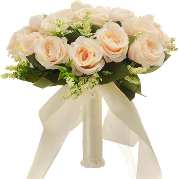 Wedding Bouquets For Bride Wedding Bridesmaid Bouquets Rose Flower Bouquets In Champagne White For Bridal Tossing And Valentine's Day Bouquets