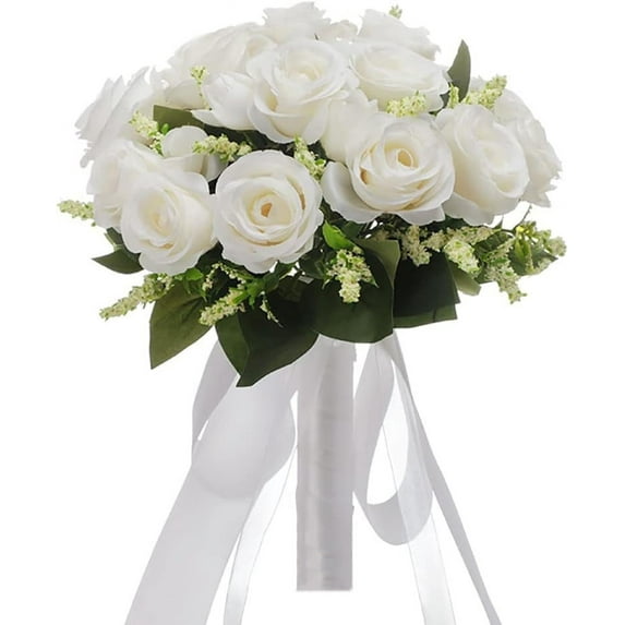 Wedding Bouquets for Bride Bridesmaid Bouquet Champagne Artificial Roses Flowers for Wedding Valentine's Day Church Home Decoration