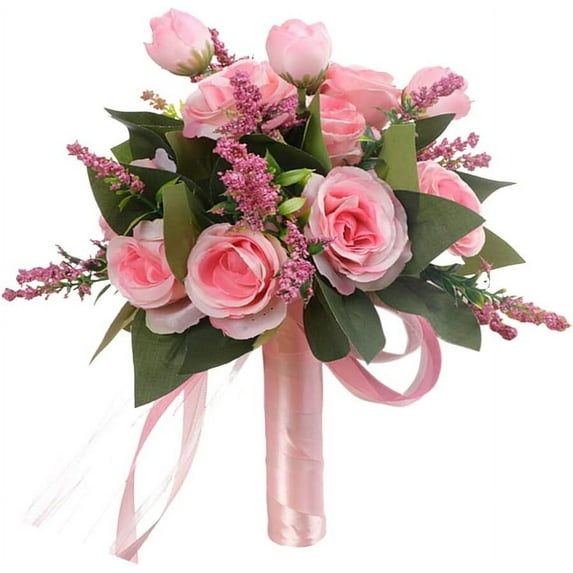 Wedding Bouquets for Bride Bridesmaid Bouquet Champagne Artificial Roses Flowers for Wedding Valentine's Day Church Home Decoration