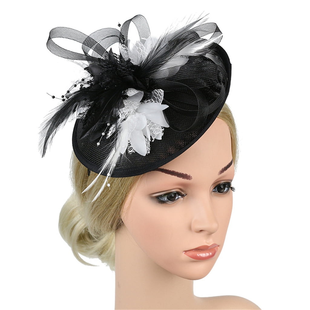 Wedding Bowler Mesh Hat Women Fascinator Pillbox Hat Church Cap Flower