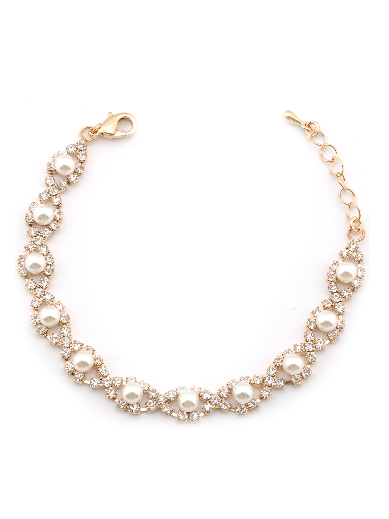 COOLCRYSTALS Wedding Bracelet Gold Plating Faux Pearl Link Bracelet