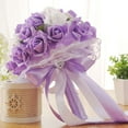 thumbnail image 1 of Wedding Bridal Bouquet Crystal Pearl Silk Roses Dream Purple Bridal Bridesmaid Hand Flowers Wedding Artificial Fake Flowers,Engagement Valentine's Day Decor, 1 of 3