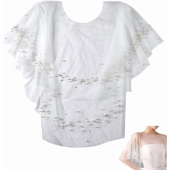 Wedding Bridal Cloaks Pearls Rhinestone Evening Capes Shawl Wrap Shrug Short Shoulder Cover up Cape Scar Making DIY