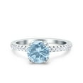 thumbnail image 1 of Wedding Bridal Ring Half Eternity Simulated Aquamarine CZ 925 Sterling Silver Size 6, 1 of 5