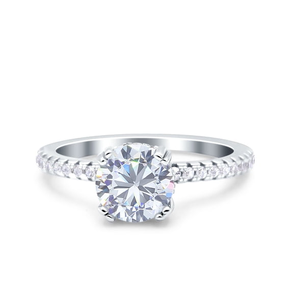 Wedding Bridal Ring Half Eternity Simulated Cubic Zirconia 925 Sterling Silver Size 7