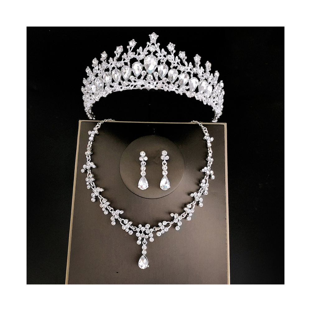 Wedding Bridal Tiaras Crown Set Women Bridal Portable Retro Set For