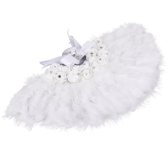 MERRYHAPY White Plastic and Feather Bridal Fan for Wedding and Stage Performances