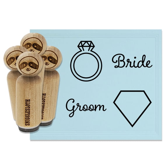 Wedding Bride Groom Diamond Engagement Ring Rubber Stamp Set for Scrapbooking Crafting Stamping - Mini 1/2 Inch