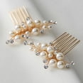 thumbnail image 1 of Wedding Bride Pearl Hair Side Comb Rhinestone Hair Clips Pins Headpiece Vintage Hair Accessories Jewelry for Brides Bridesmaids Flower Girls, 1 of 4