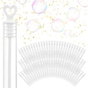 Wedding Bubbles Bulk - White Heart Top Wands 50 Count Individual Mini Bubble Wand Favors for Weddings, Celebration Party Favor for Guests - Stock Your Home