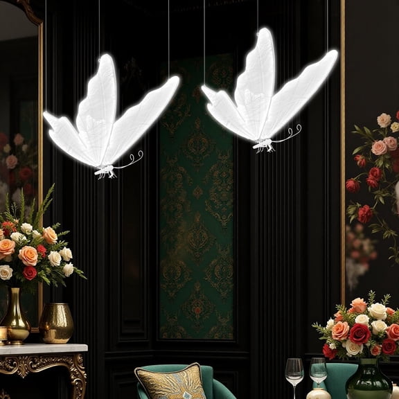 Wedding Butterfly Floor Lamps 2-Pack, 80cm/31.5in Height, White LED Light with Paint-Sprayed Rust-Proof Iron, Free Standing/Ceiling/Wall Mount, Suitable for Weddings/Stages/Hotels