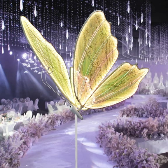 Wedding Butterfly Floor lamp Decoration Lights Creative Luminous Butterfly Ceiling Lamp Butterfly Hanging Decoration Props for Wedding Party, 80CM/31.5IN, Rainbow Gold-1PCS