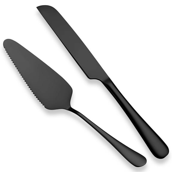 Wedding Cake Cutting Knife Serving Set, Cake Cutting Knife and Server Set for Birthday Party(Black)