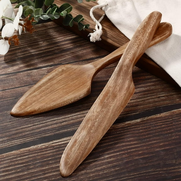 Wedding Cake Knife and Server Set Rustic Wedding Cake Cutting Set, Wooden Cutter and Pie Server Spatula with Drawstring Bag for Bridal Reception Birthday Party Baby Shower