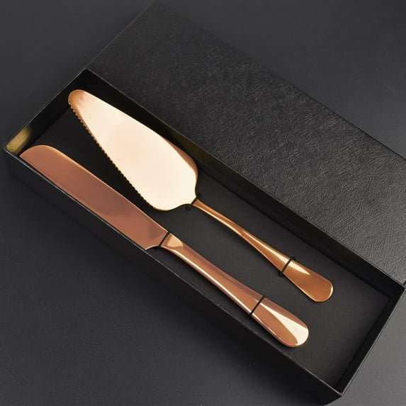 Stainless Steel Cake Knife and Server Set - Stylish Multi-Use Utensil for Birthdays, Parties & Events(Rose Gold )