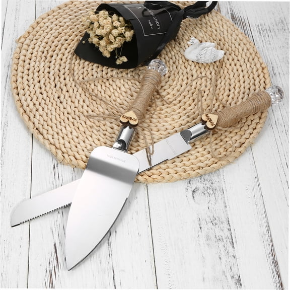 Wedding Cake Knife and Server Set Stainless Steel Wedding Cake Knife Server Set Crystal Handles Cake Cutter with Packing Box for Wedding Anniversary