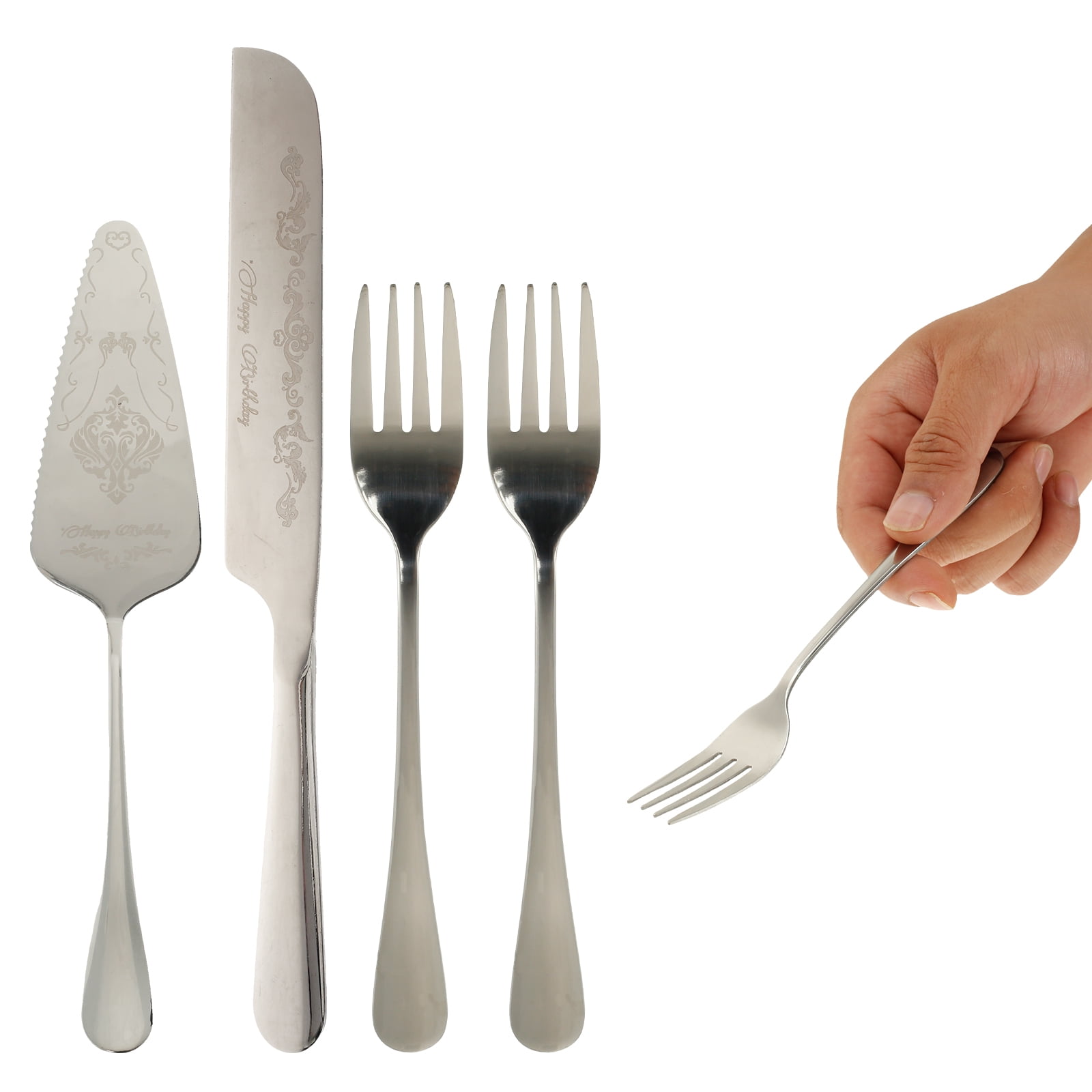 Wedding Cake Knife and Server Set with Forks,Engraved Cake Cutting Set for  Wedding Anniversary Christmas Engagement - Walmart.com, image size:1600x1600