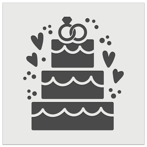 Wedding Cake Marriage Rings Hearts DIY Cookie Wall Craft Stencil - 7.0 Inch