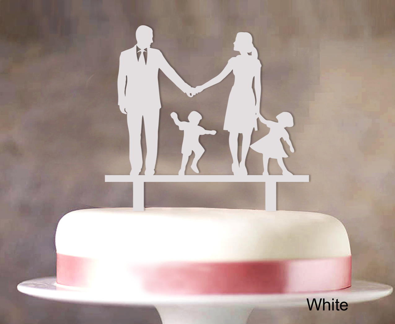 "Wedding Cake Topper Family Silhouette Bride And Groom With Child Cake ...